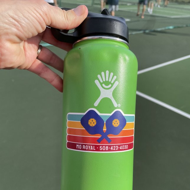 Sticker Pagaies De Pickleball, Bandes Rétro, Texte Personn (Créateur téléchargé)
