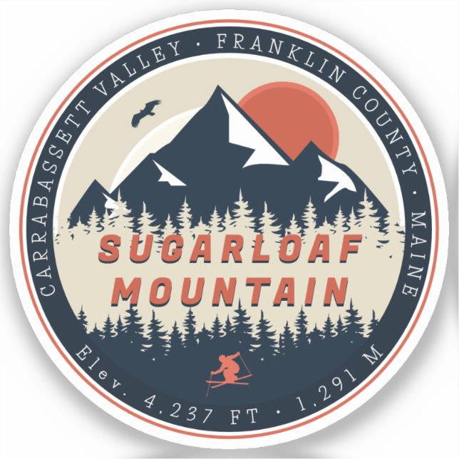 Sticker Pain de sucre Maine Mountain Retro Ski Vintage des (Recto)