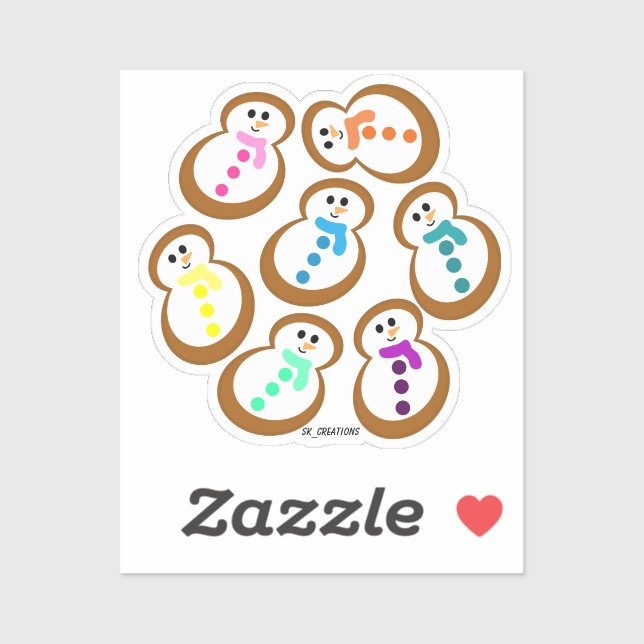 Sticker Pain d'épices coloré Snowmen Cookies (Feuille)