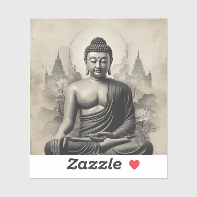 Sticker Painting Images Buddha Black and White collection  (Feuille)