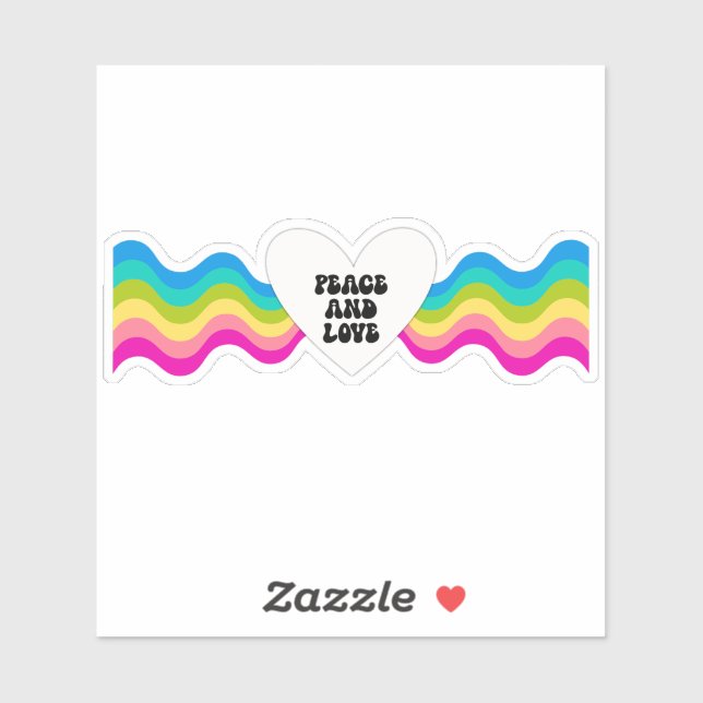 Sticker Paix et amour arc-en-ciel (Feuille)