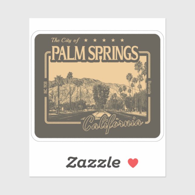 STICKER PALM SPRINGS CALIFORNIE - VILLE DE PALM SPRINGS CA (Feuille)
