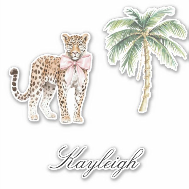 Sticker Palmier tropical Cheetah Leopard (Devant)