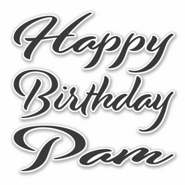 Sticker Pam Nom Prénom Anniversaire de la Broderie noire (Devant)