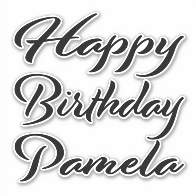Sticker Pamela Nom Prénom Anniversaire de la Broderie noir (Devant)