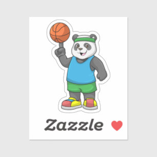 Sticker Panda at Sports with Basketball