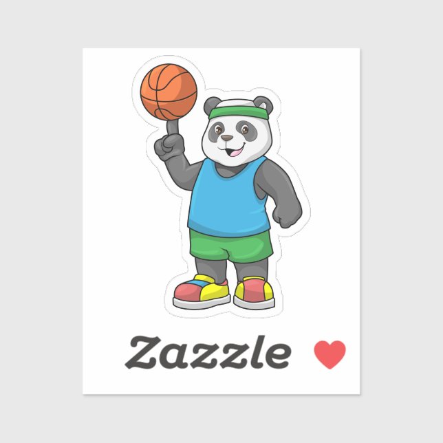 Sticker Panda at Sports with Basketball (Feuille)