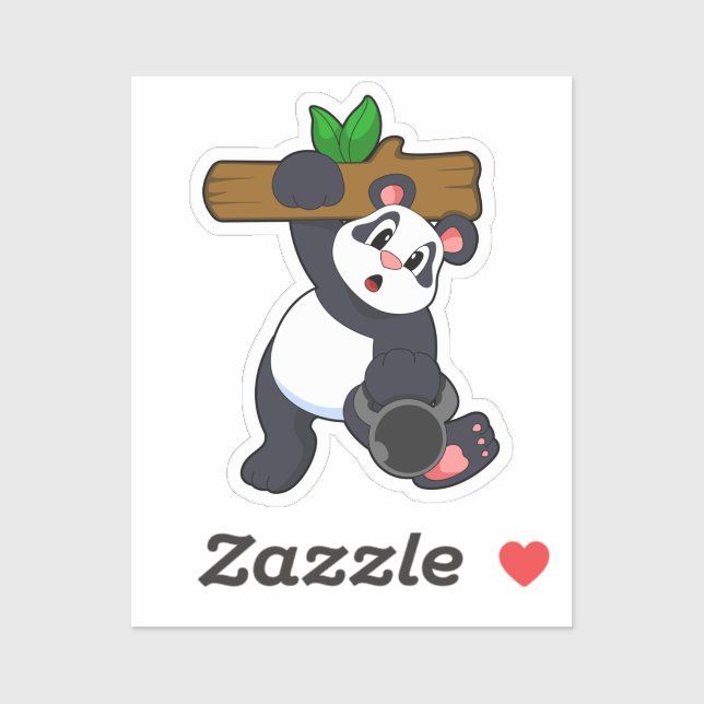 Sticker Panda avec bois à l'entraînement Force (Feuille)