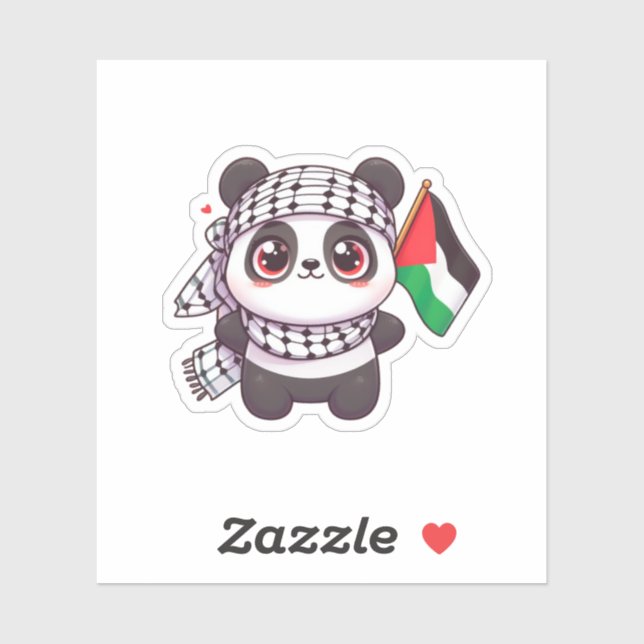 Sticker Panda avec la paix en Palestine (Feuille)