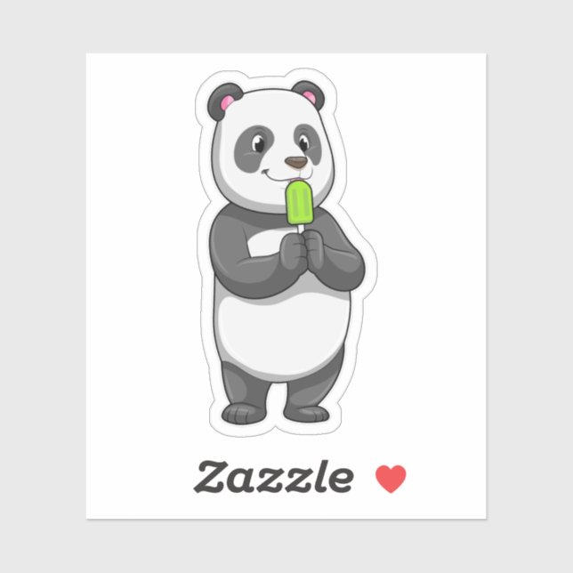 Sticker Panda avec Popsicle (Feuille)
