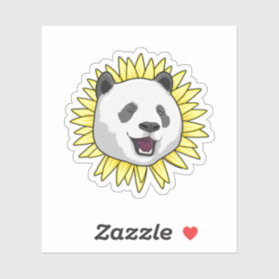 Sticker Panda avec tournesol