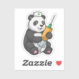 Sticker Panda comme infirmière avec seringue