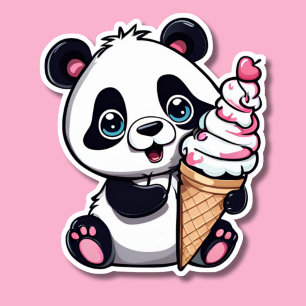Sticker Panda doux avec Ice Crème Cone étanche