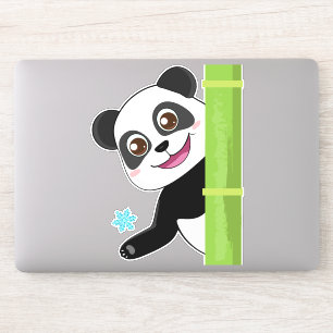 Sticker Panda mignonne et flocons de neige
