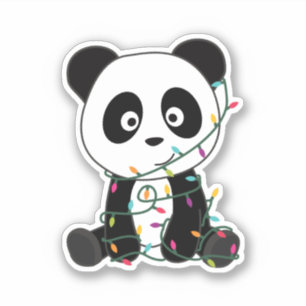 Sticker Panda Noël Neige Animaux d'hiver Pandas