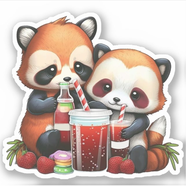 sticker panda rouge (Devant)