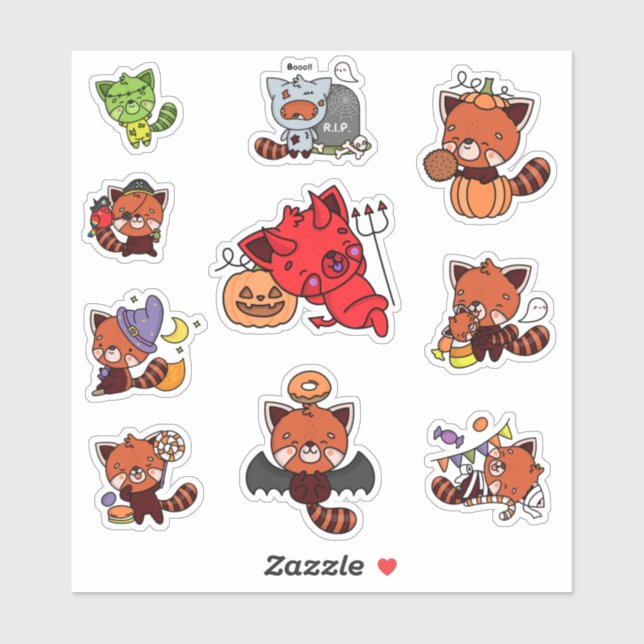 Sticker Panda rouge d'Halloween (Feuille)