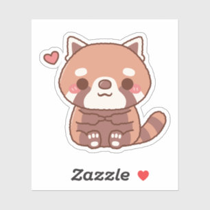 Sticker Panda rouge mignonne et timide