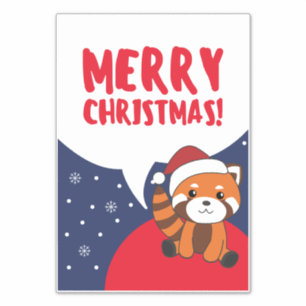 Sticker Panda Rouge Noël Neige Animaux d'hiver Pandas Sti