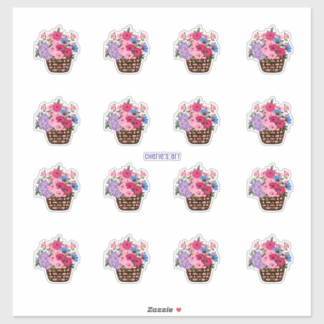 Sticker Panier de fleurs si joli (Feuille)