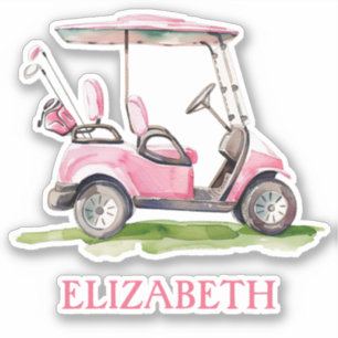 Sticker Panier de golf Preppy Pink Personnalisé