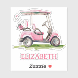 Sticker Panier de golf Preppy Pink Personnalisé