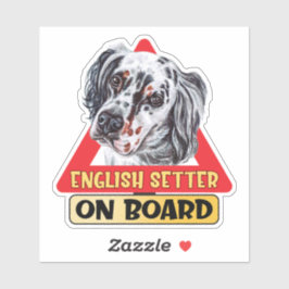 Sticker Panneau Anglais À Bord Chien Rouge