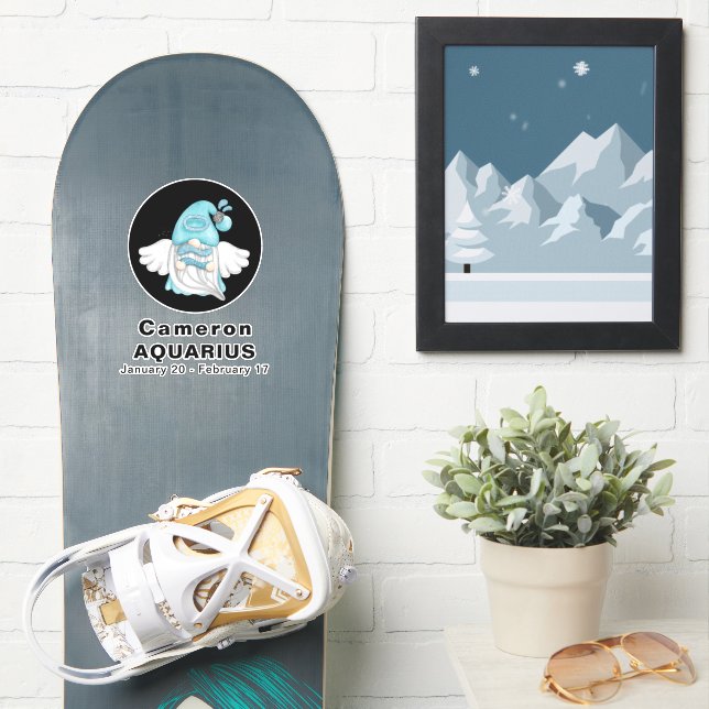 Sticker Panneau Astrologie Gnome Aquarius Angel 8" Vinyl (Snowboard)