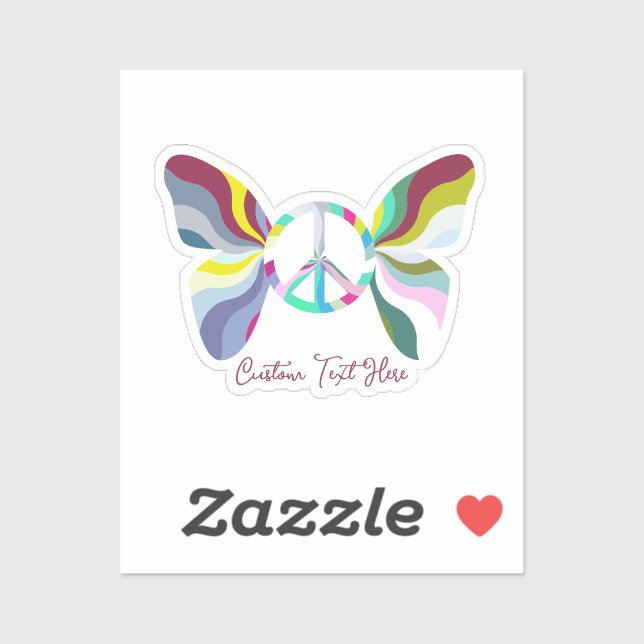 Sticker Panneau de Paix des années 60 Retro Papillon arc-e (Feuille)