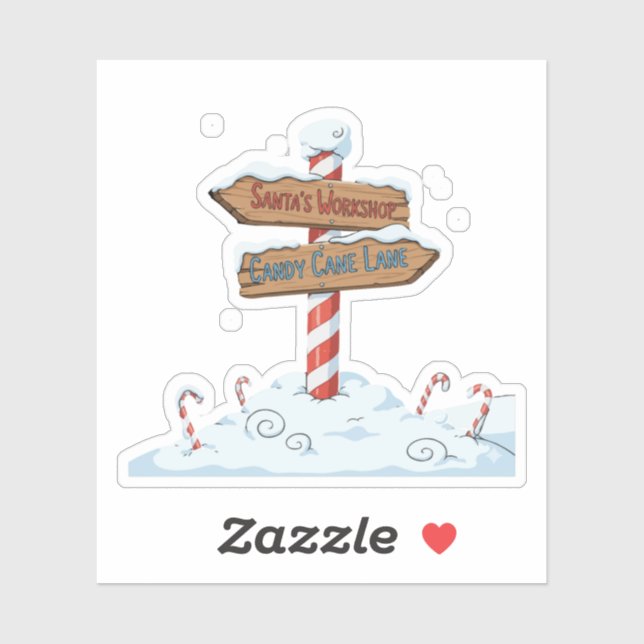 Sticker Panneau de signalisation Whimsical Pôle Nord Père  (Feuille)