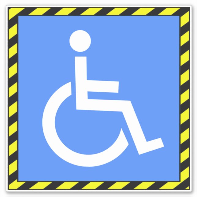 Sticker Panneau en fauteuil roulant - Handicap bleu (Devant)