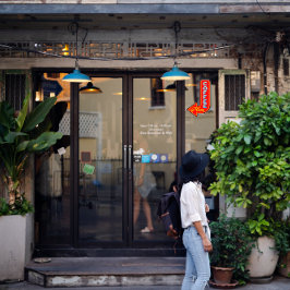 Sticker Panneau Flèche gauche du café vintage ici