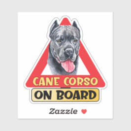 Sticker Panneau rouge Chien Mastiff Corso En Canne À Bord