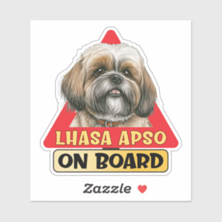 Sticker Panneau rouge Chien Tibétain Lhasa Apso À Bord