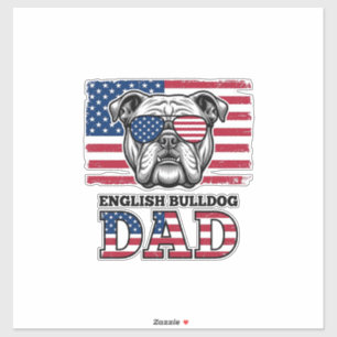 Sticker Papa Bouledogue Anglais Patriotique Design de Chem