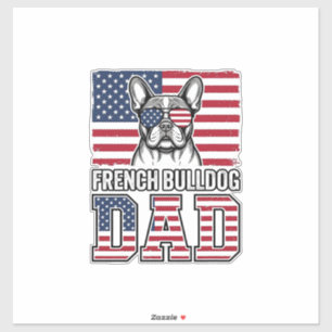 Sticker Papa Bouledogue Français Patriote Vintage