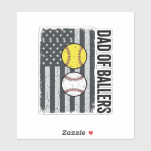 Sticker Papa de Ballers Softball Baseball Patriotique