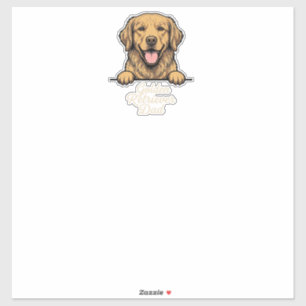 Sticker Papa Golden Retriever Gravure Vintage