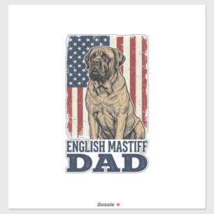 Sticker Papa Mastiff Anglais Patriotique Design de Chien V