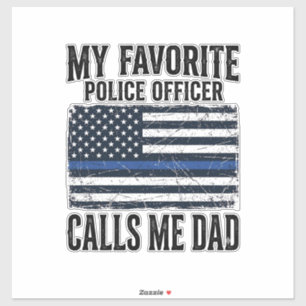 Sticker Papa officier de police ligne bleue mince vecteur