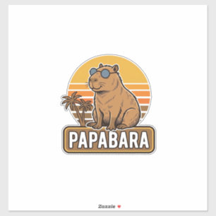 Sticker PAPABARA Conception Vectorielle Papa Capybara Rétr