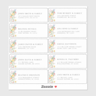 Sticker Papier Orné De Pastel Doux Adresse De Nom D'invité
