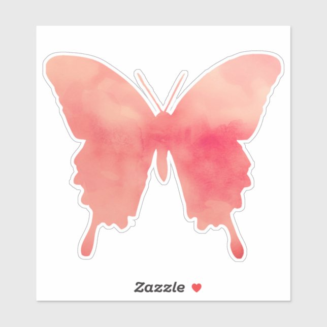 Sticker Papillon à l'aquarelle - Corail et Pêche (Feuille)