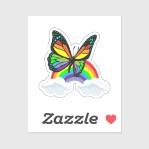 Sticker Papillon avec arc-en-ciel