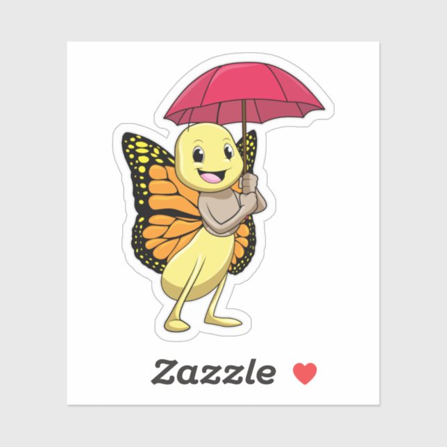 Sticker Papillon avec parapluie (Feuille)