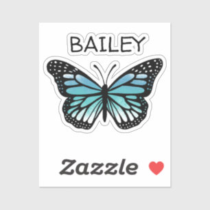 Sticker Papillon bleu et turquoise Personnalisé