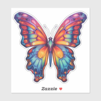 Sticker Papillon Bleu Orange ailes
