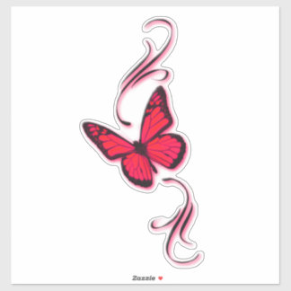 Sticker Papillon filigrané rouge