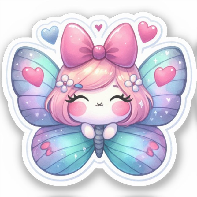 Sticker Papillon Kawaii (Recto)