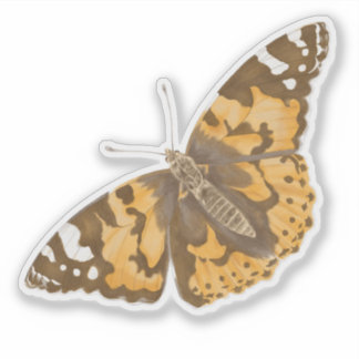 Sticker Papillon orange réaliste et Brown tiré à la main